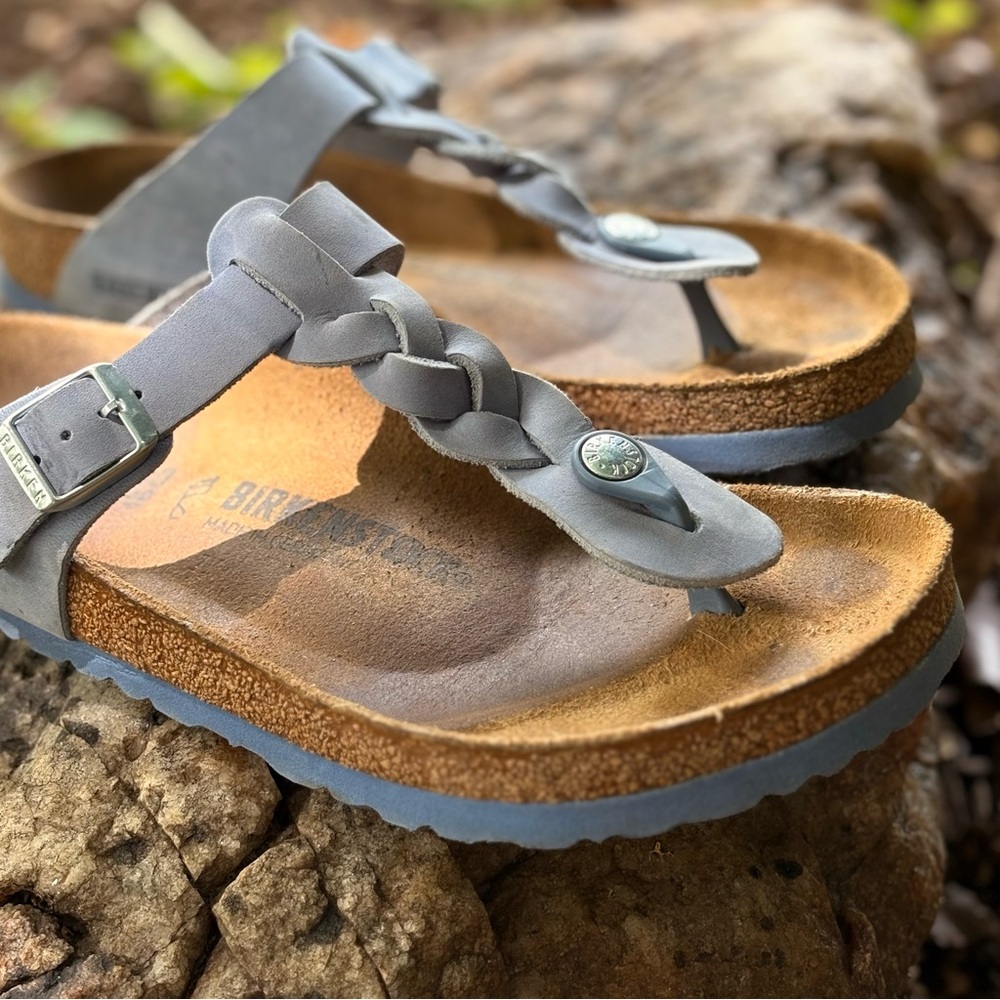 Birkenstock Slate Blue Braided Gizeh Sandals